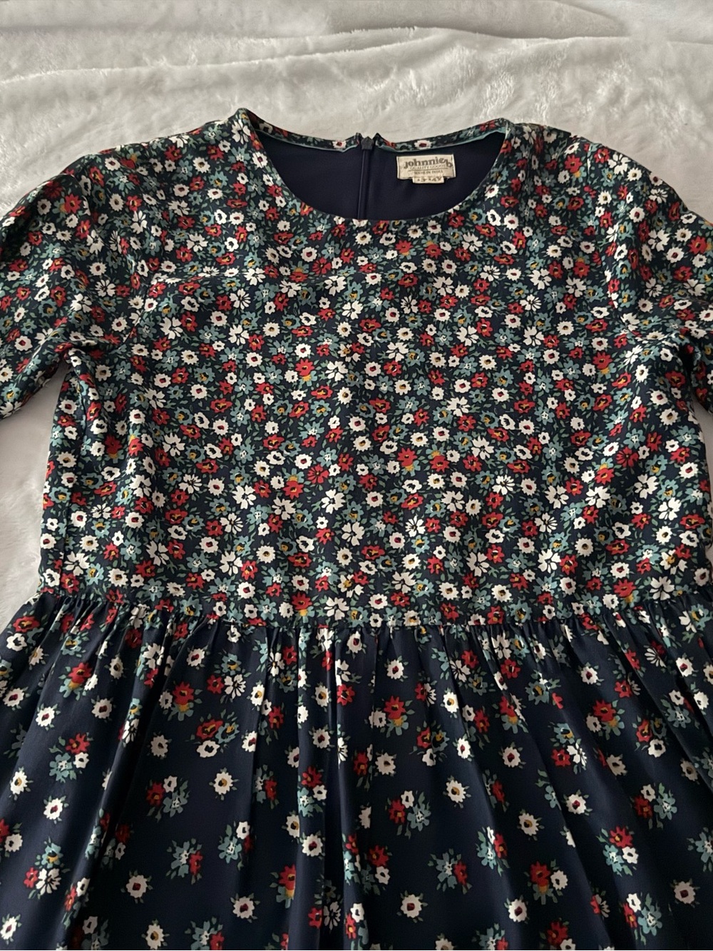 Johnnie B by Boden Navy Blue Floral Dress 13-14 Years - Picture 2 of 6